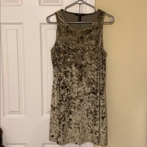 Forever 21 green crushed velvet tank swing dress